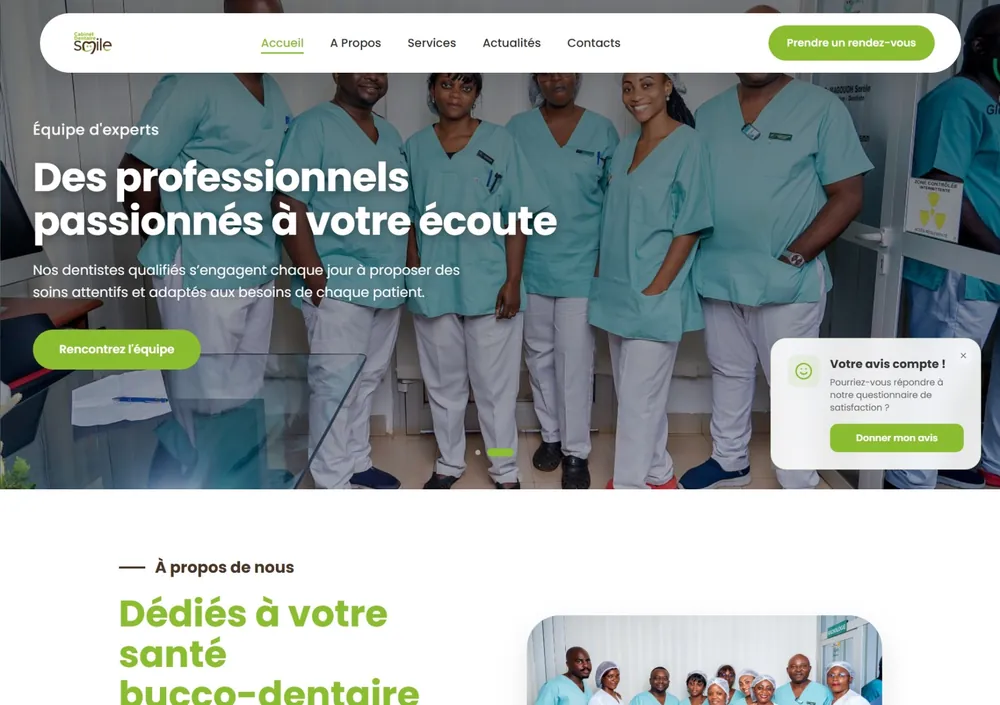 Site web du Cabinet Dentaire Smile développé par Wawo Domguia Michael Steve